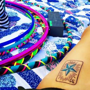 New hoops on the quilt at one of our summer hoop and flow jams in downtown Herndon in August 2015. 